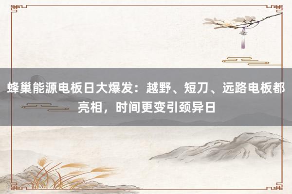 蜂巢能源电板日大爆发：越野、短刀、远路电板都亮相，时间更变引颈异日