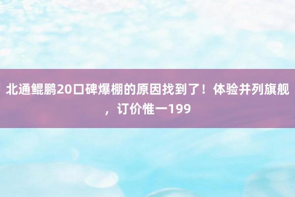 北通鲲鹏20口碑爆棚的原因找到了！体验并列旗舰，订价惟一199