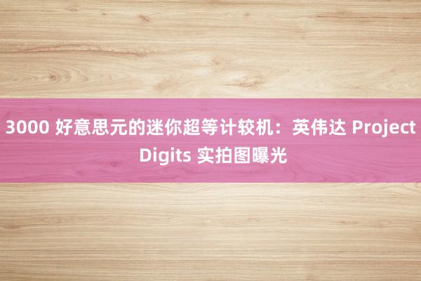 3000 好意思元的迷你超等计较机：英伟达 Project Digits 实拍图曝光