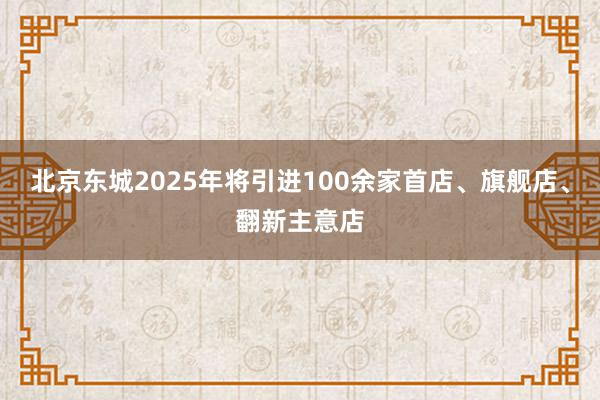 北京东城2025年将引进100余家首店、旗舰店、翻新主意店