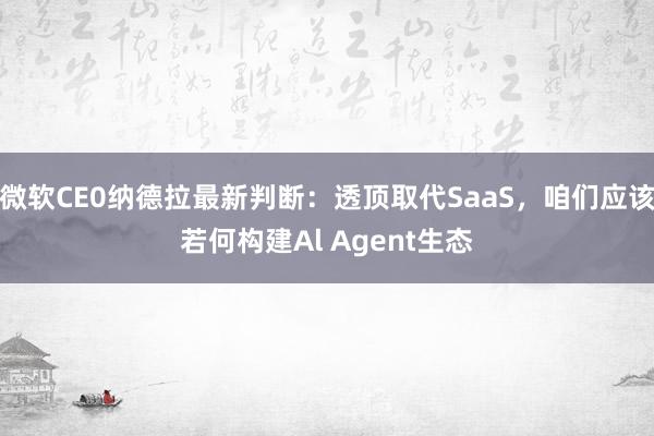 微软CE0纳德拉最新判断：透顶取代SaaS，咱们应该若何构建Al Agent生态