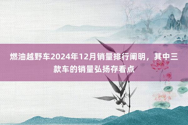 燃油越野车2024年12月销量排行阐明，其中三款车的销量弘扬存看点