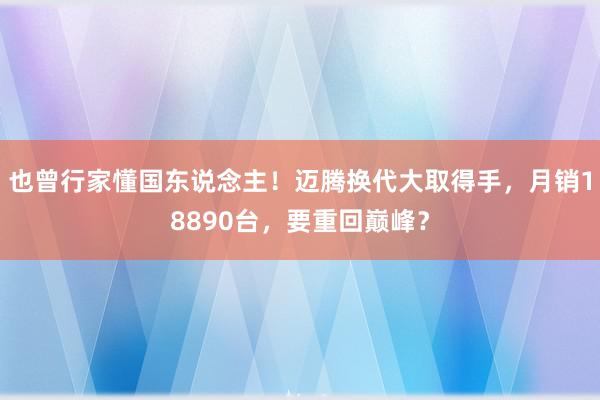 也曾行家懂国东说念主！迈腾换代大取得手，月销18890台，要重回巅峰？