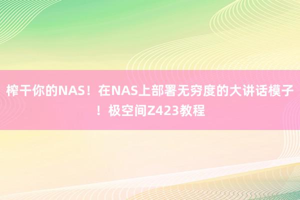 榨干你的NAS！在NAS上部署无穷度的大讲话模子！极空间Z423教程