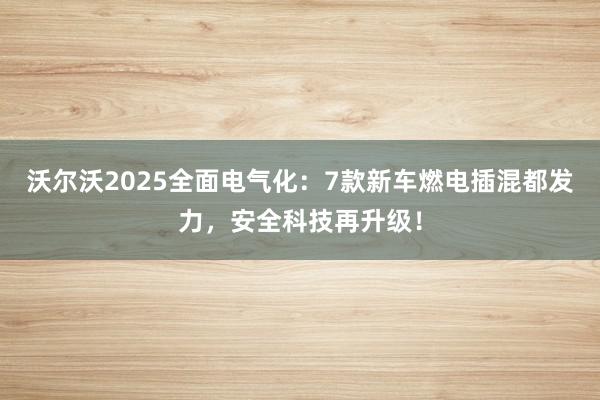 沃尔沃2025全面电气化：7款新车燃电插混都发力，安全科技再升级！