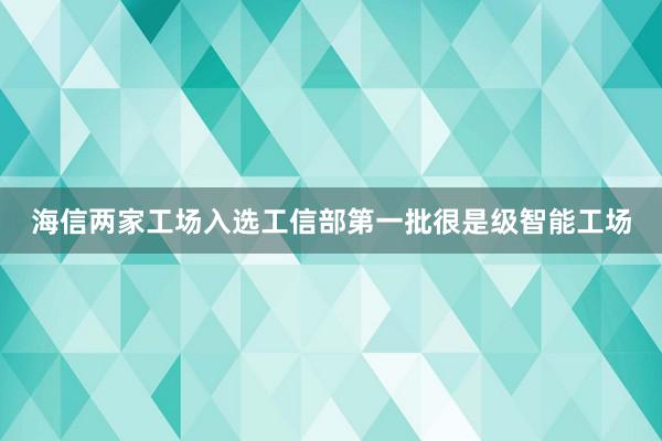 海信两家工场入选工信部第一批很是级智能工场