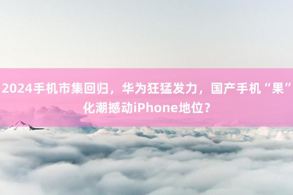 2024手机市集回归，华为狂猛发力，国产手机“果”化潮撼动iPhone地位？