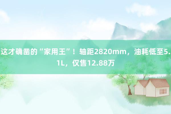 这才确凿的“家用王”！轴距2820mm，油耗低至5.1L，仅售12.88万