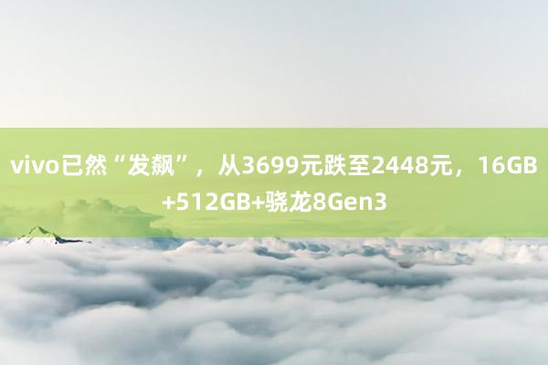 vivo已然“发飙”，从3699元跌至2448元，16GB+512GB+骁龙8Gen3