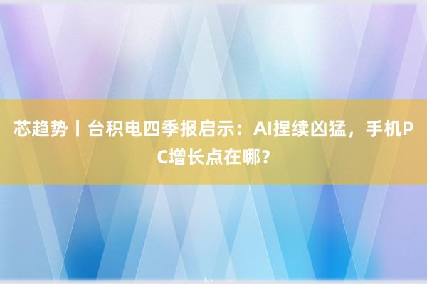 芯趋势丨台积电四季报启示：AI捏续凶猛，手机PC增长点在哪？