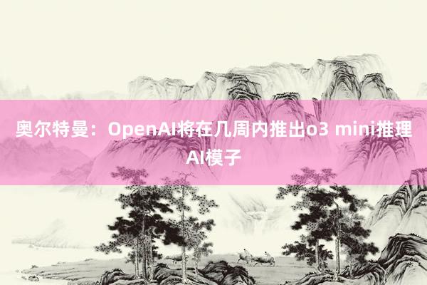 奥尔特曼：OpenAI将在几周内推出o3 mini推理AI模子