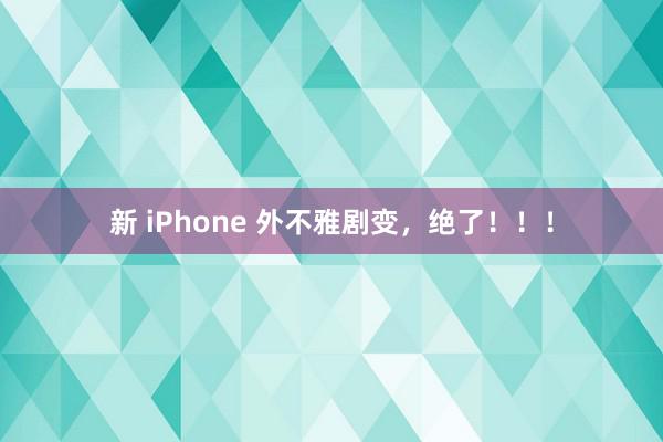 新 iPhone 外不雅剧变，绝了！！！