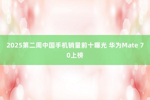 2025第二周中国手机销量前十曝光 华为Mate 70上榜