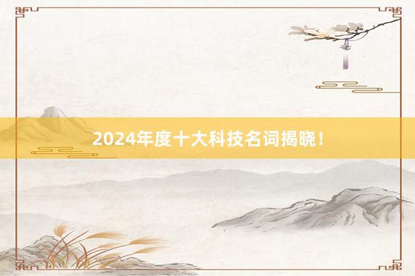 2024年度十大科技名词揭晓！