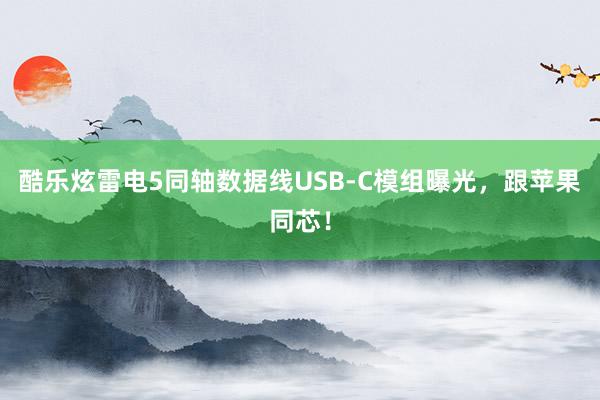 酷乐炫雷电5同轴数据线USB-C模组曝光，跟苹果同芯！