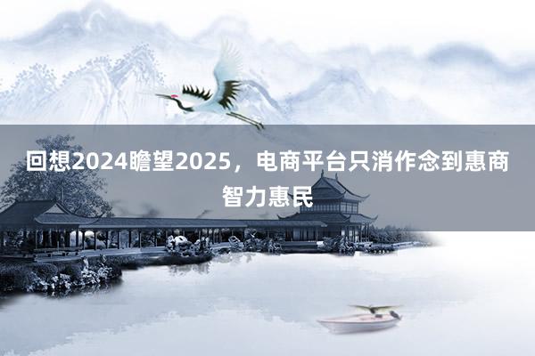 回想2024瞻望2025，电商平台只消作念到惠商智力惠民