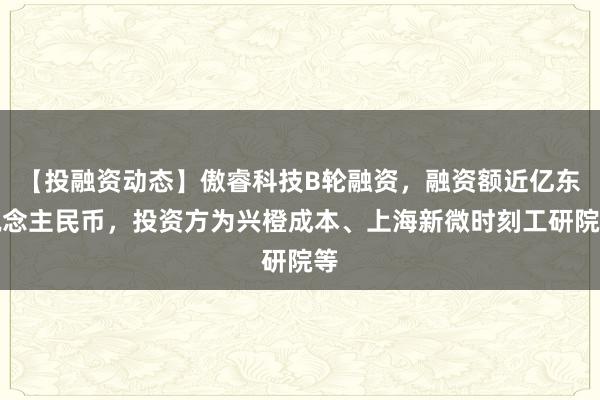 【投融资动态】傲睿科技B轮融资，融资额近亿东说念主民币，投资方为兴橙成本、上海新微时刻工研院等