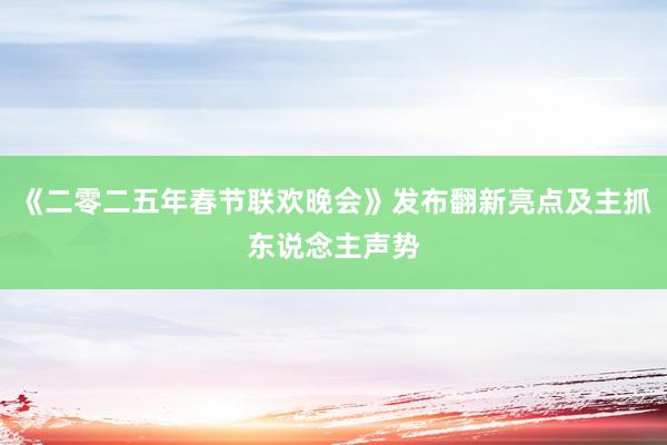 《二零二五年春节联欢晚会》发布翻新亮点及主抓东说念主声势