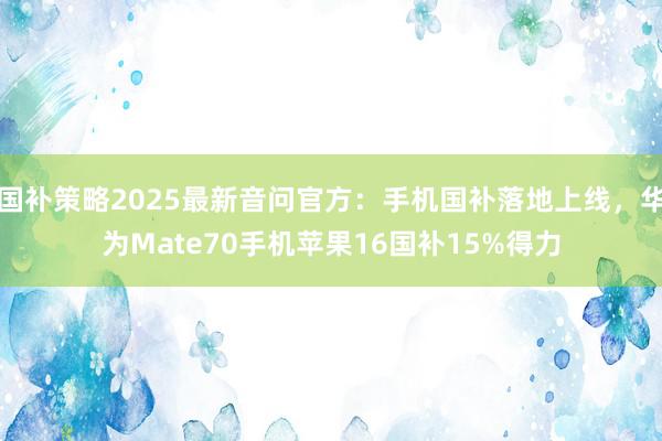 国补策略2025最新音问官方：手机国补落地上线，华为Mate70手机苹果16国补15%得力