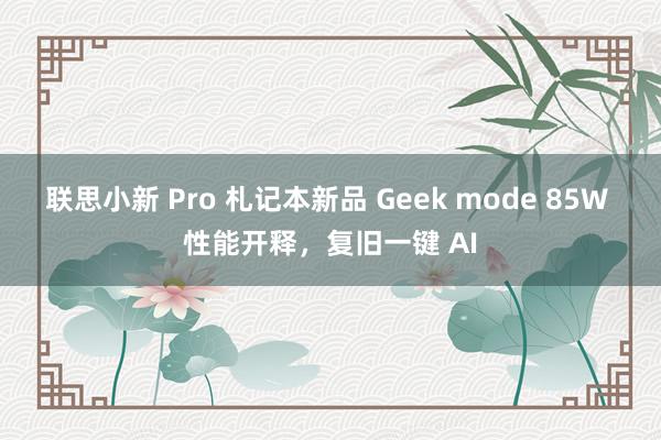 联思小新 Pro 札记本新品 Geek mode 85W 性能开释，复旧一键 AI