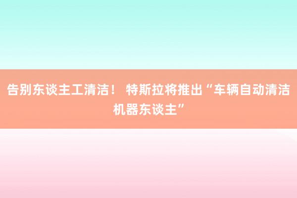 告别东谈主工清洁！ 特斯拉将推出“车辆自动清洁机器东谈主”