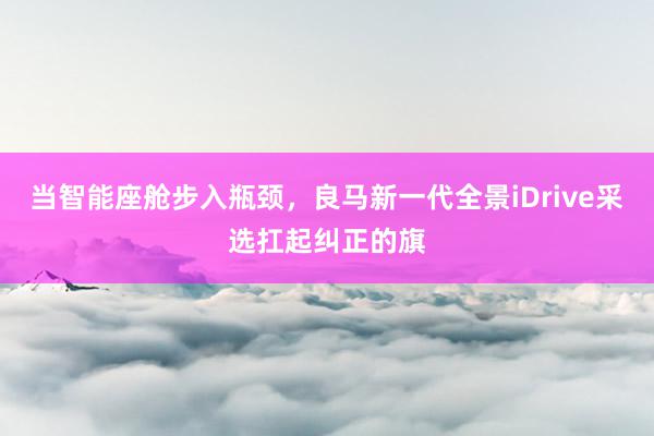 当智能座舱步入瓶颈，良马新一代全景iDrive采选扛起纠正的旗