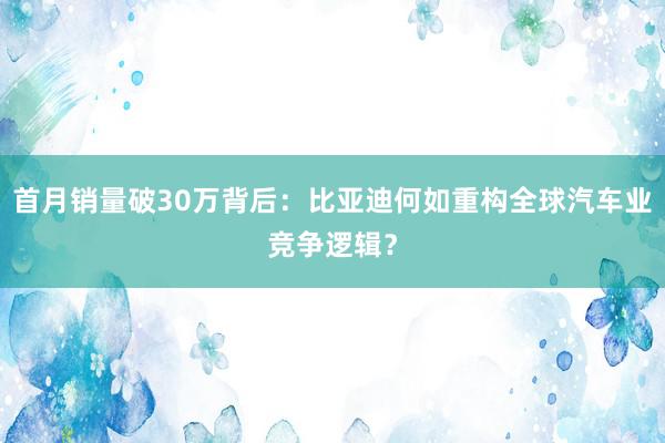 首月销量破30万背后：比亚迪何如重构全球汽车业竞争逻辑？