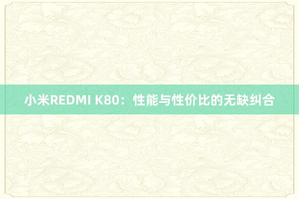 小米REDMI K80：性能与性价比的无缺纠合